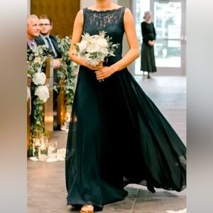 Beautiful Long navy high neck dress